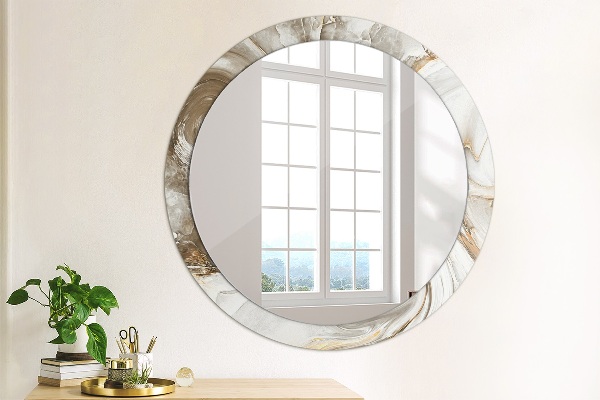 Round printed mirror Bright marble