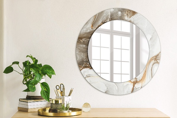 Round printed mirror Bright marble