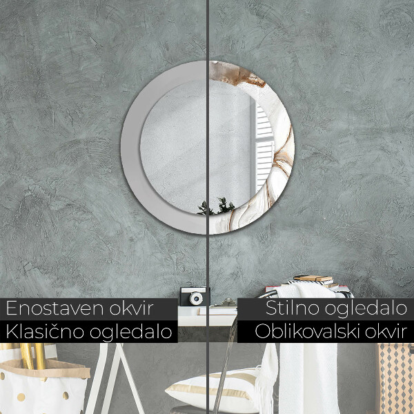 Round printed mirror Bright marble