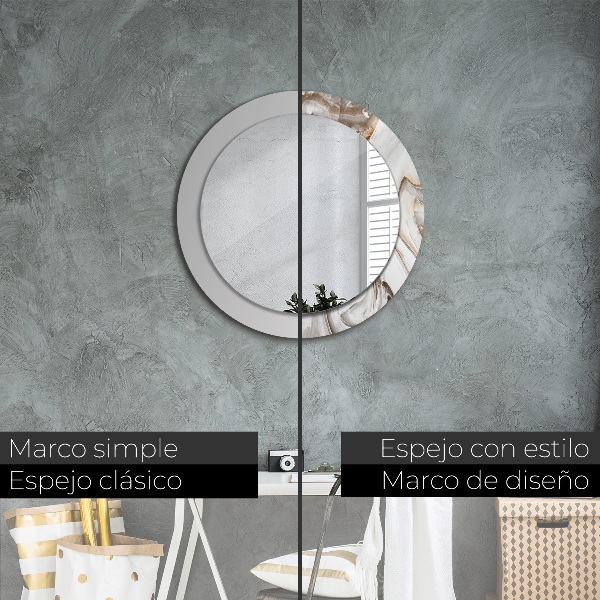 Round printed mirror Bright marble