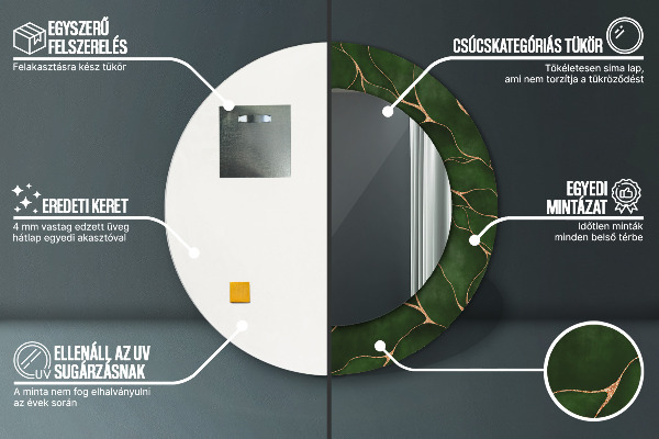 Round printed mirror Abstract leaf