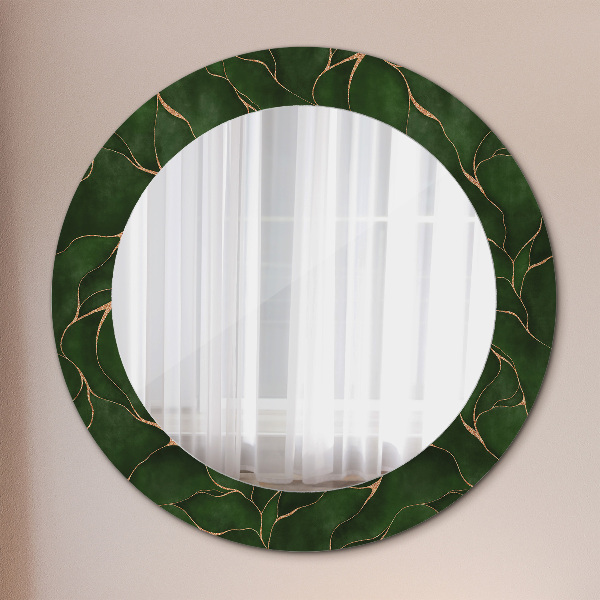 Round printed mirror Abstract leaf