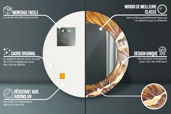 Round mirror frame with print Golden leaves