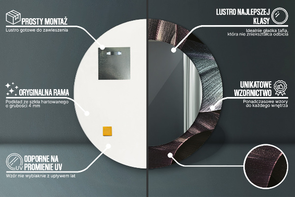 Round wall mirror design Dark tropical leaves