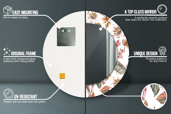 Round wall mirror design Vintage flowers