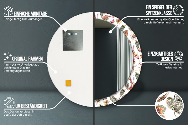 Round wall mirror design Vintage flowers