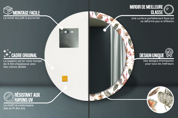 Round wall mirror design Vintage flowers