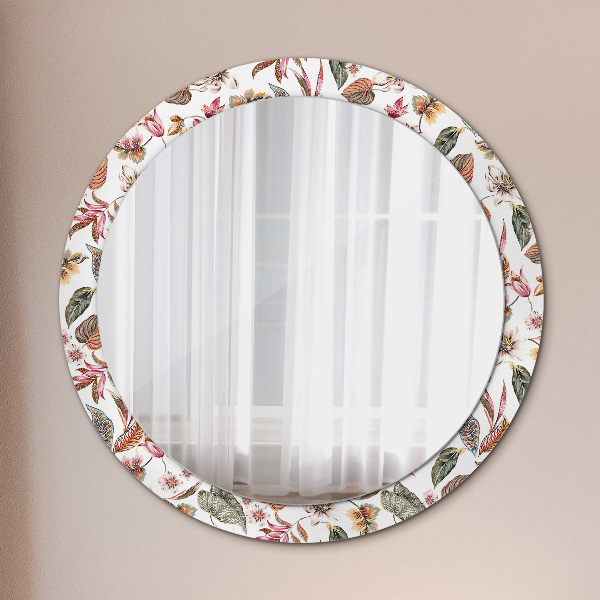 Round wall mirror design Vintage flowers