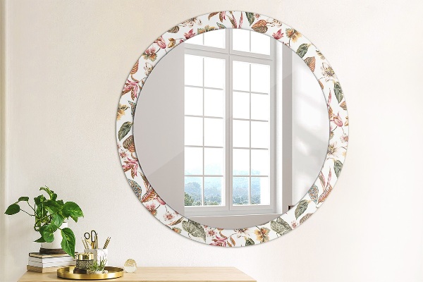 Round wall mirror design Vintage flowers