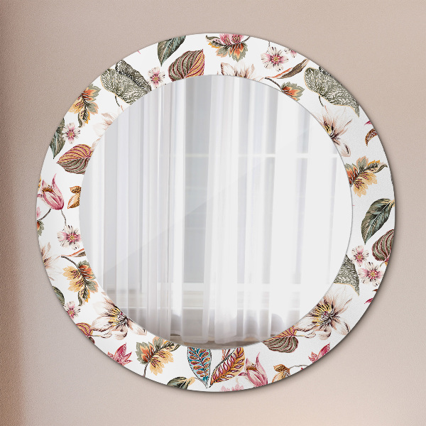 Round wall mirror design Vintage flowers