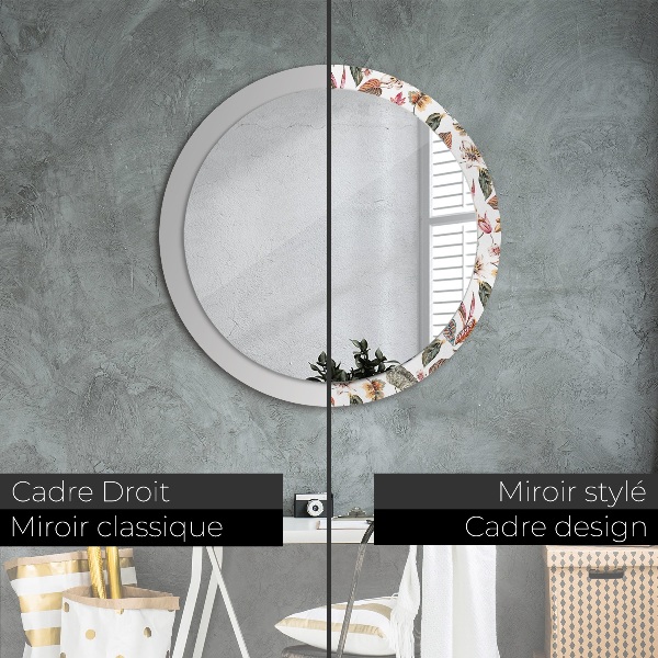 Round wall mirror design Vintage flowers