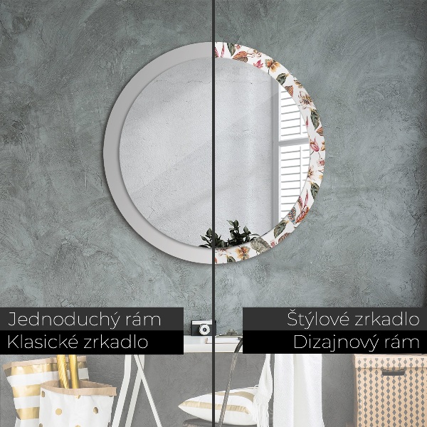 Round wall mirror design Vintage flowers