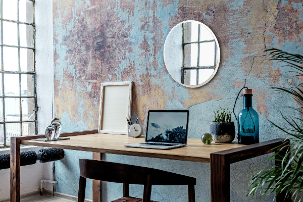 Round mirror for hallway white frame 50 cm