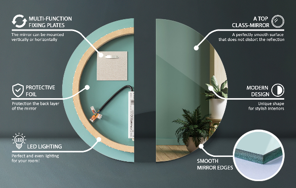 Round bath mirror with lights 100 cm