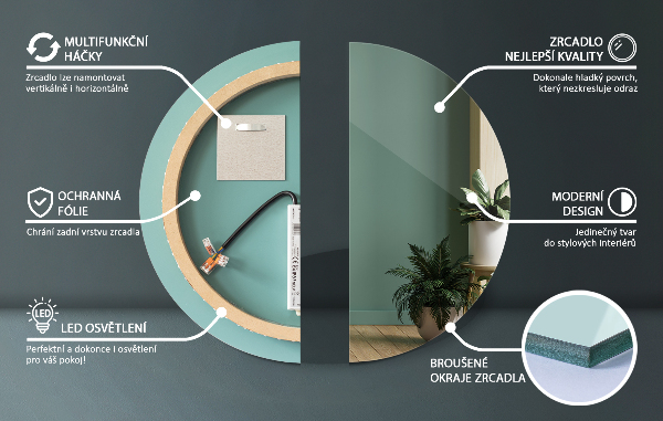 Round led bathroom mirror 40 cm