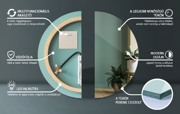 Round led bathroom mirror 40 cm