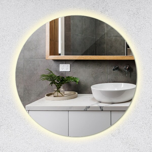 Round bath mirror with lights 80 cm