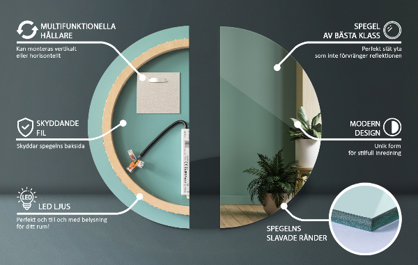 Round bath mirror with lights 80 cm