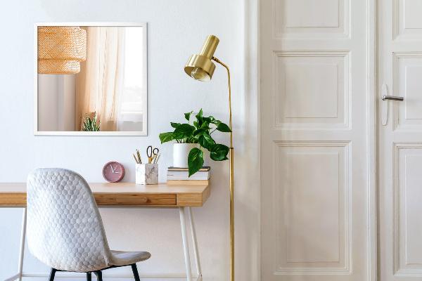 Rectangle bedroom wall mirror white frame 60x40 cm