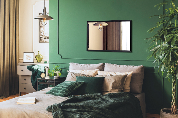 Rectangular black framed mirror for living room 60x40 cm