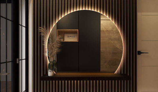 Half moon mirror with led lights 63x70 cm