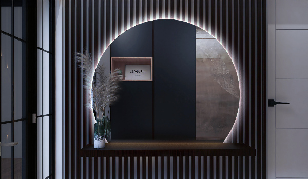 Half circle mirror with led lights 70x80 cm