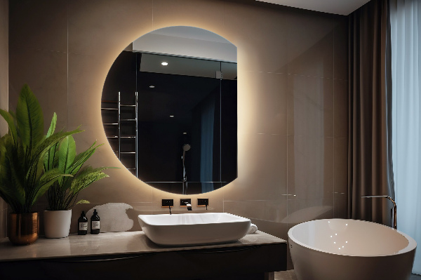 Half circle mirror with led lights 70x80 cm