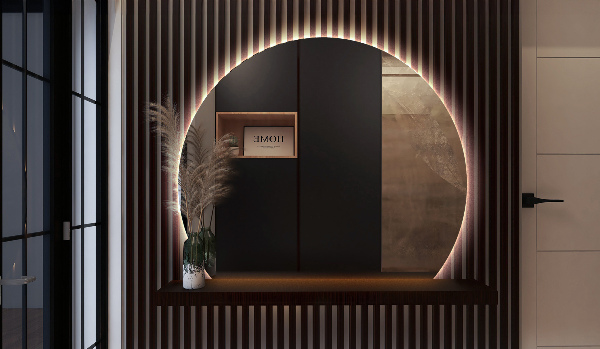 Mirror semicircle with led lights 84x100 cm