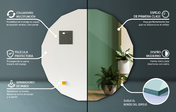 Geometric decorative mirror modern accessory 100x100 cm