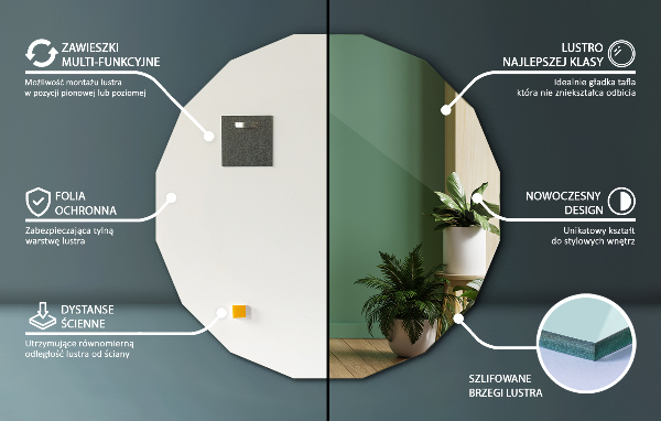 Geometric decorative mirror modern accessory 100x100 cm