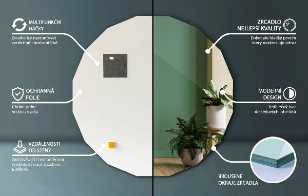 Geometric accent mirror aesthetic 80x80 cm