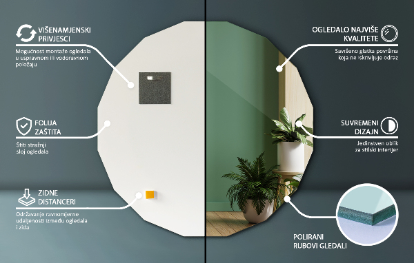 Geometric accent mirror aesthetic 80x80 cm