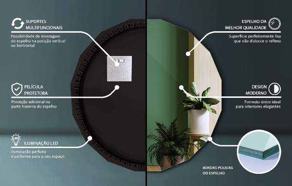 LED Polygonal Mirror 20×20 in