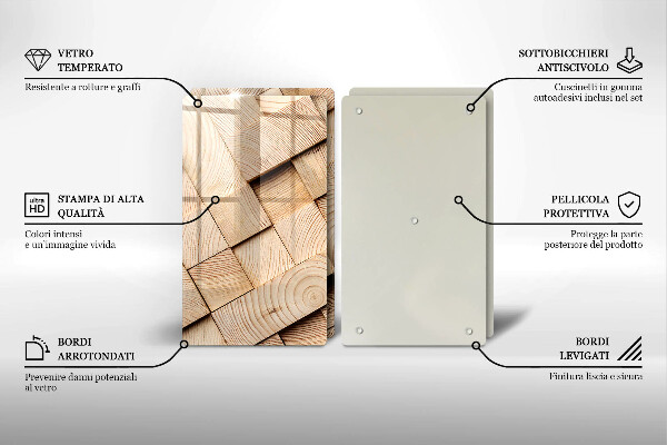 Induction hob cover Wooden squares