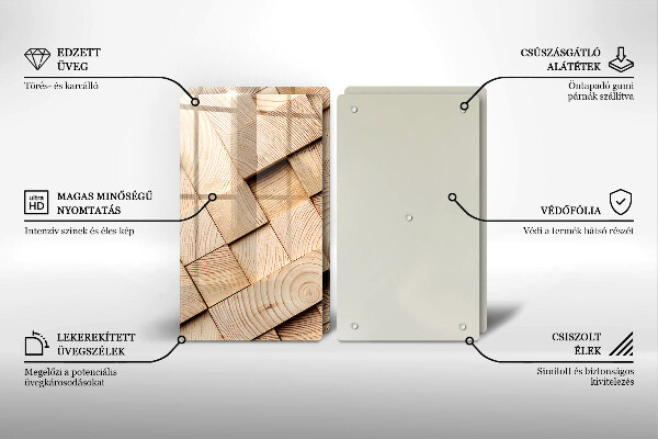 Induction hob cover Wooden squares