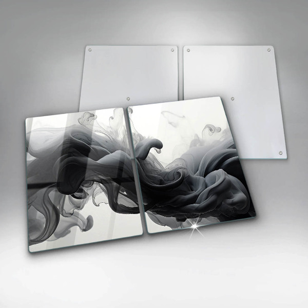 Induction hob cover Black smoke abstraction