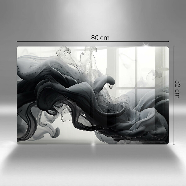 Induction hob cover Black smoke abstraction