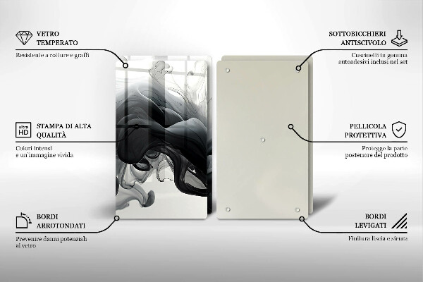 Induction hob cover Black smoke abstraction