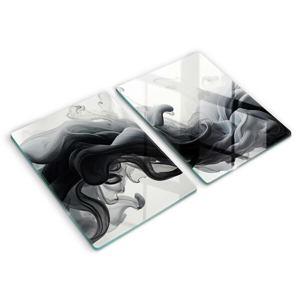 Induction hob cover Black smoke abstraction