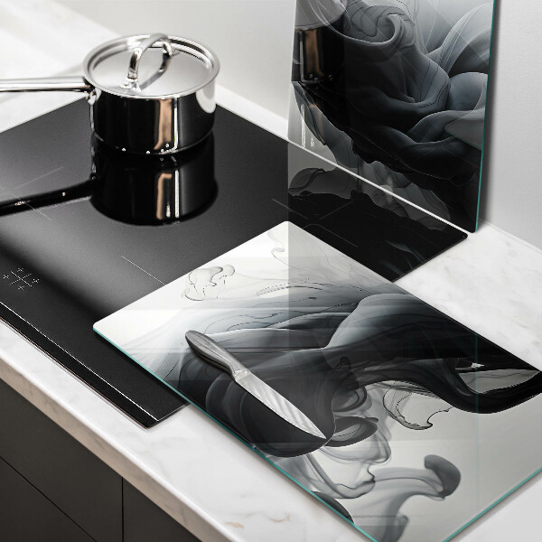 Induction hob cover Black smoke abstraction