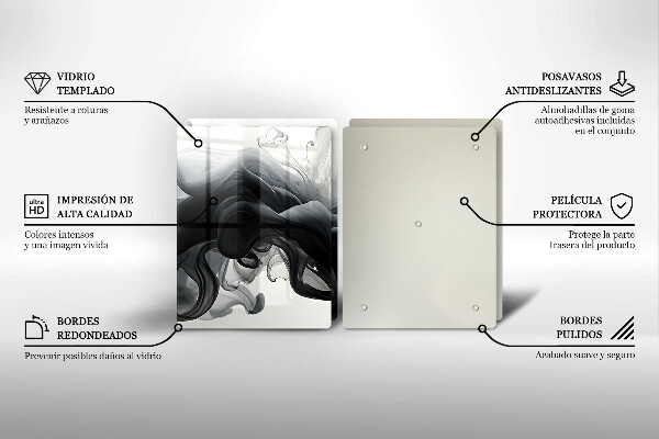 Induction hob cover Black smoke abstraction