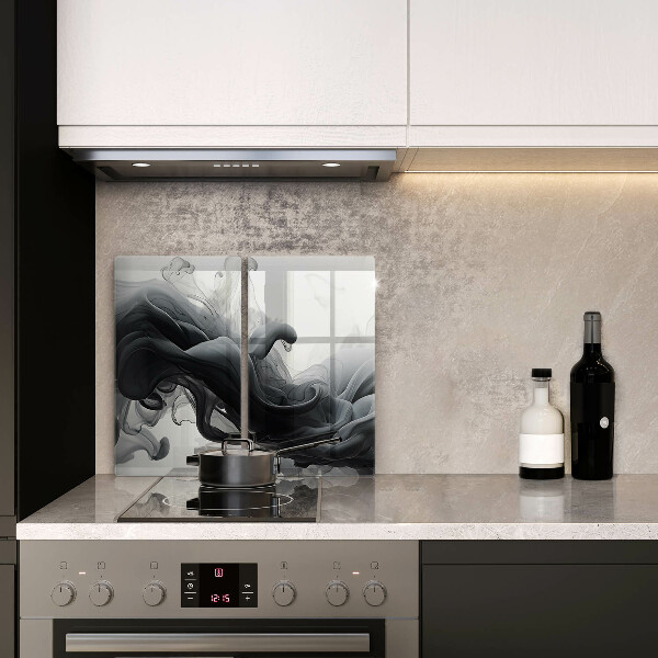 Induction hob cover Black smoke abstraction