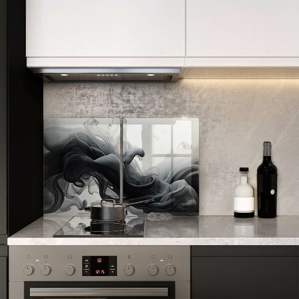 Induction hob cover Black smoke abstraction