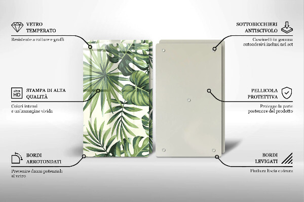 Induction hob cover Illustration of the Monstera leaves