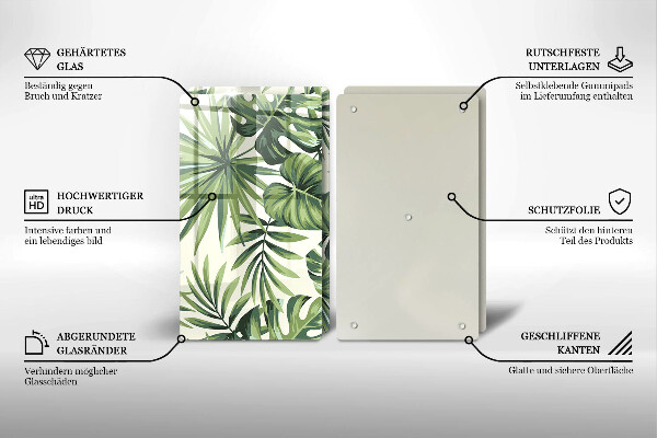 Induction hob cover Illustration of the Monstera leaves