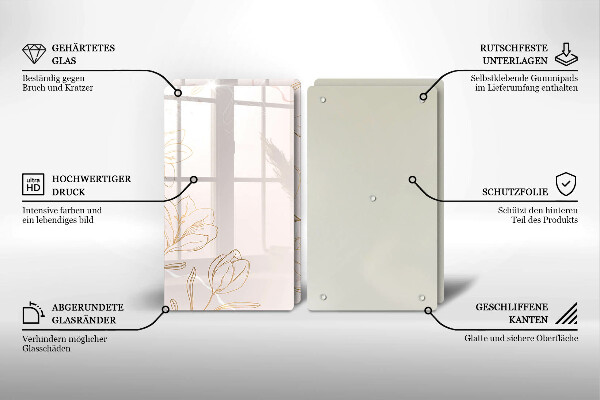 Induction hob cover Flower contours