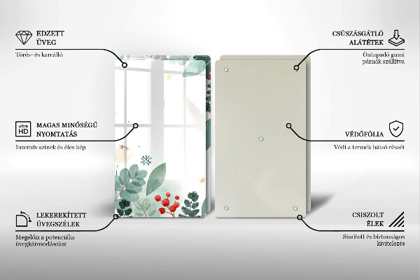 Induction hob cover Watercolors leaves