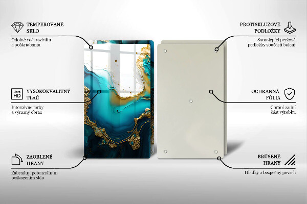 Induction hob cover Turquoise abstraction