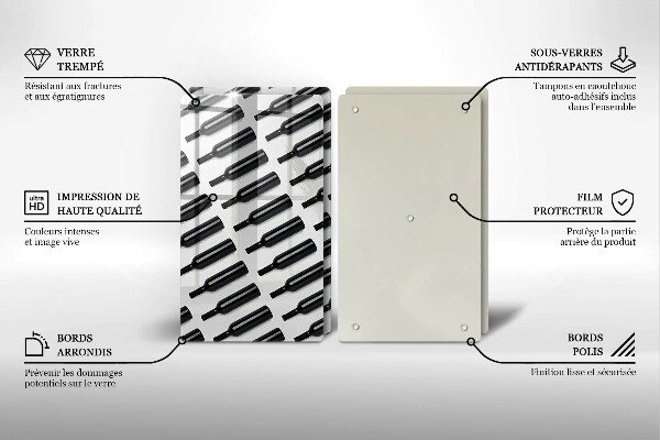 Induction hob cover Black bottles of wine