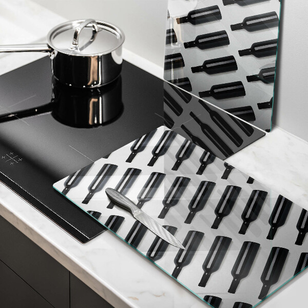 Induction hob cover Black bottles of wine